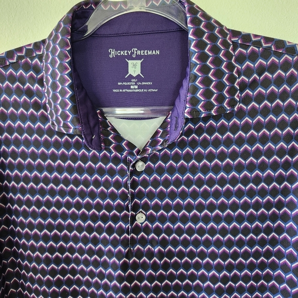 Hickey Freeman Printed Golf Polo Shirt Mens Size Medium Black Short Sleeve - Picture 2 of 7